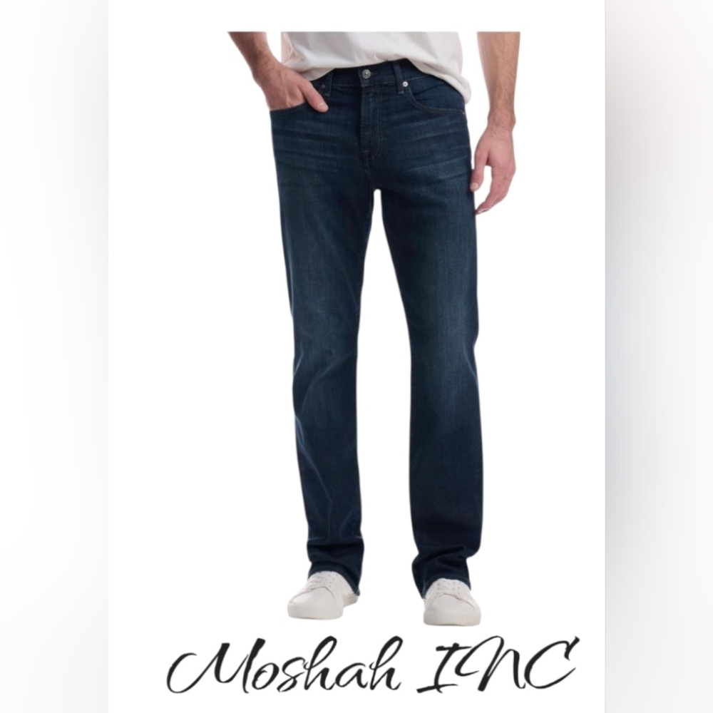 7 For All Mankind Men's Brett Squiggle Jeans, Frontier Blue Size 40